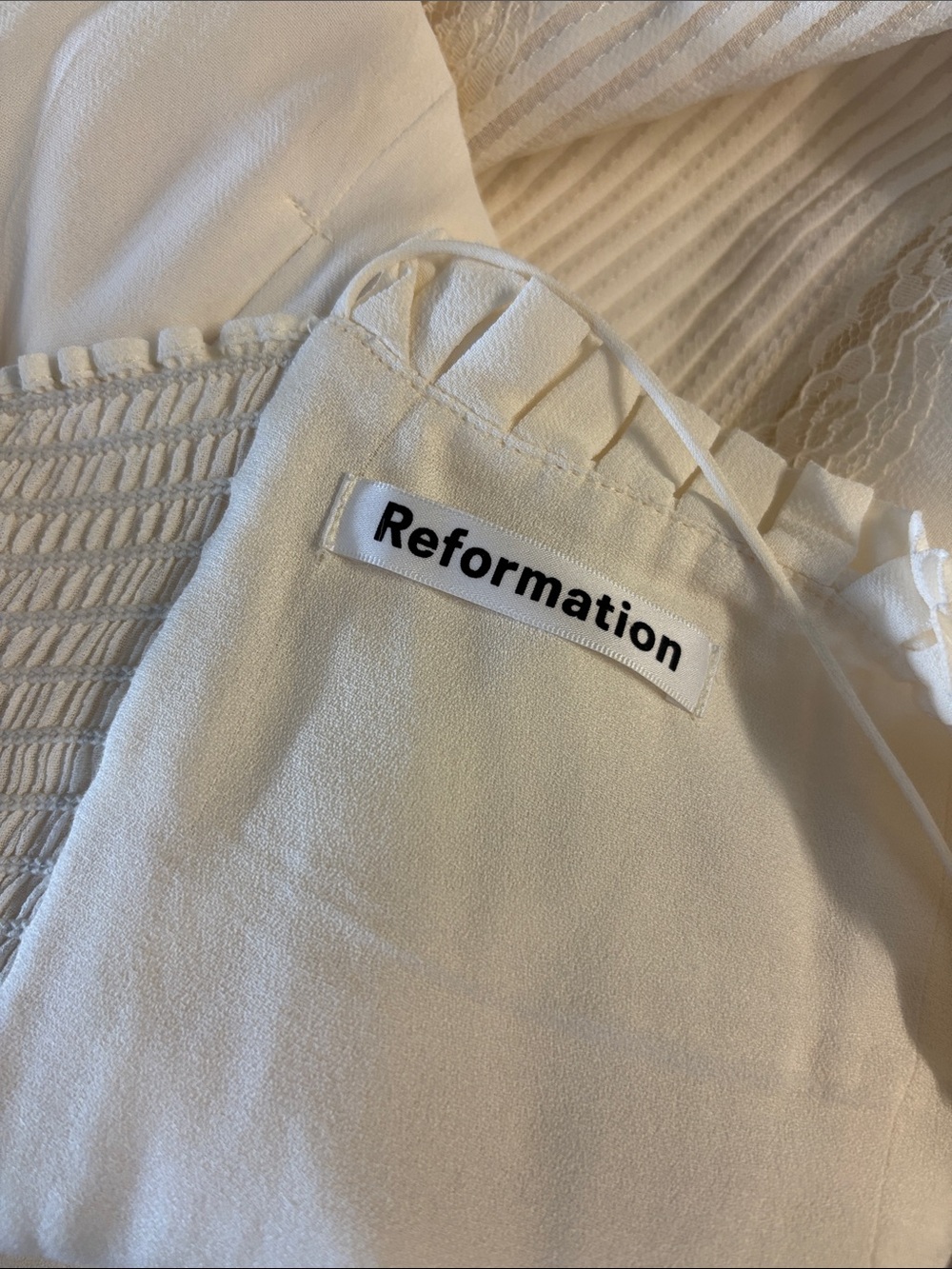 Reformation Ronan Lace Trim Midi Dress White Size 10 Adjustable Strap - Picture 6 of 9